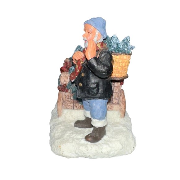 Vtg 1996 Village Square Man Selling Trees Cart Figurine Mervyn Christmas Holiday - Picture 2 of 5